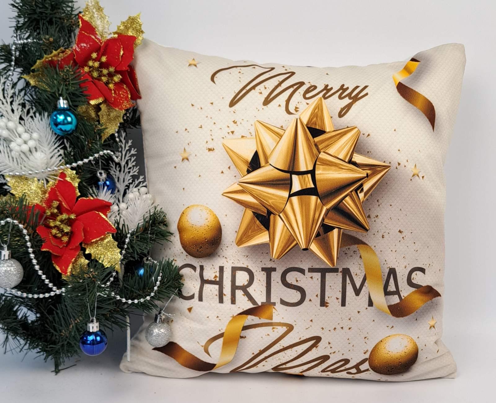 Наволочка велюровая Merry Christmas 45x45 см Gold (CN20883)