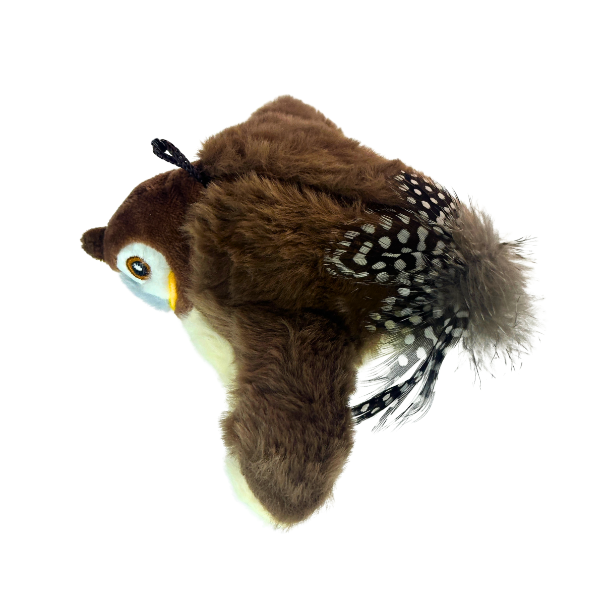 Игрушка для котов интерактивная Воробей с подвижными крыльями и щебетом на аккумуляторе (LGT-786-White/Brown)