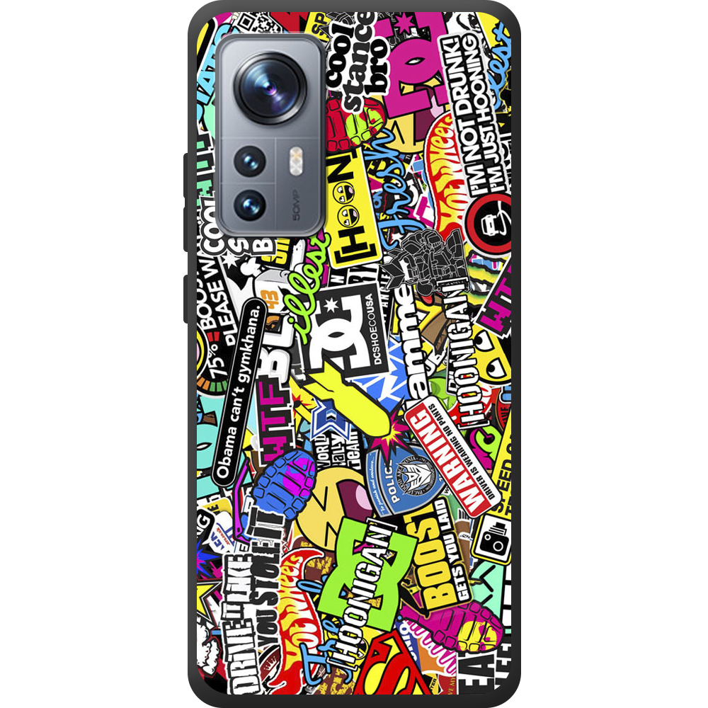 Чехол BoxFace Xiaomi 12 / 12X Multicolored Inscriptions Черный силикон (44529-up880-44506)