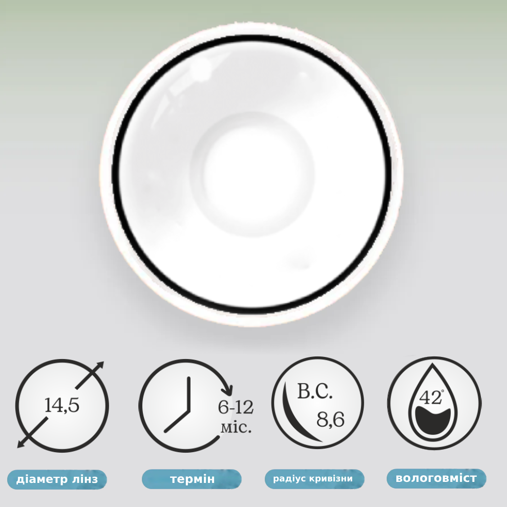 Контактні лінзи білі з діоптріями Elite Lens Менсон -1,50 14,5 мм 2 шт. Білий (25906670) - фото 3