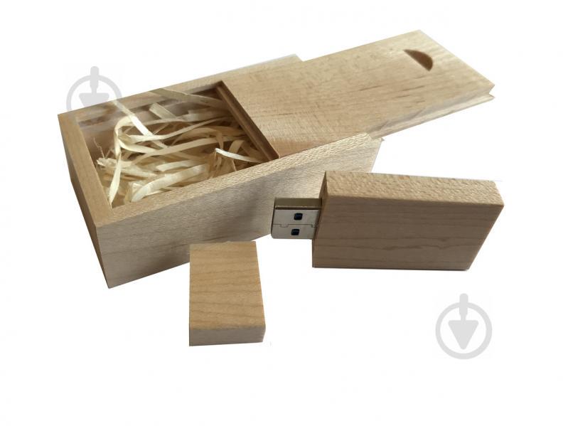 Флешка SUNROZ Wooden USB Flash Drive деревяный флеш накопитель в коробке 16 Gb USB 3.0 Светло-коричн - фото 1