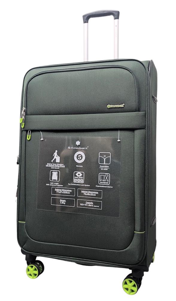 Чемодан большой Snowball 48203 жаккард-полиэстер L Темно-зеленый