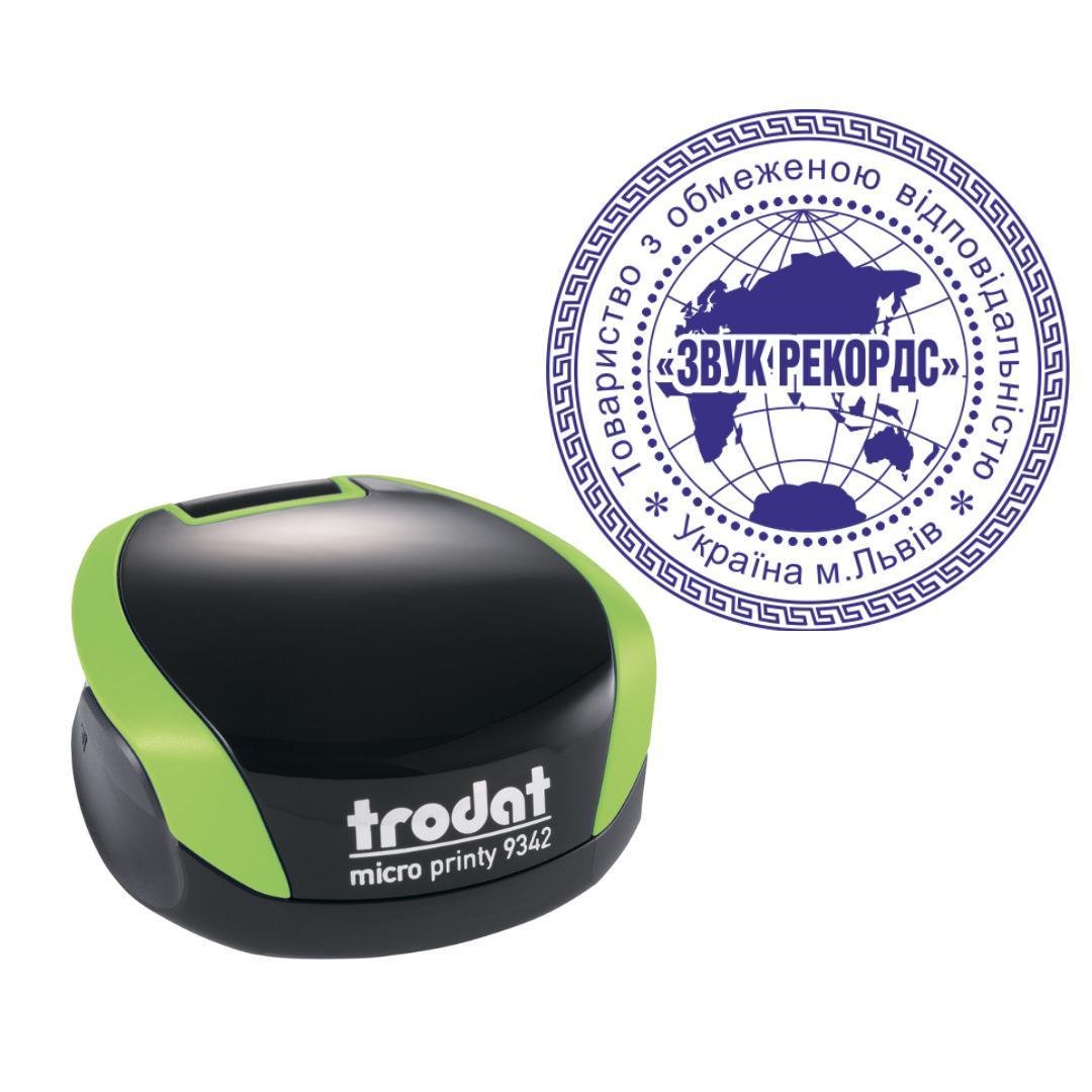 Печатка ТОВ на кишеньковому оснащенні Trodat Micro Printy 9342 d 42 мм Зелений (ТОВ7/9342/G)