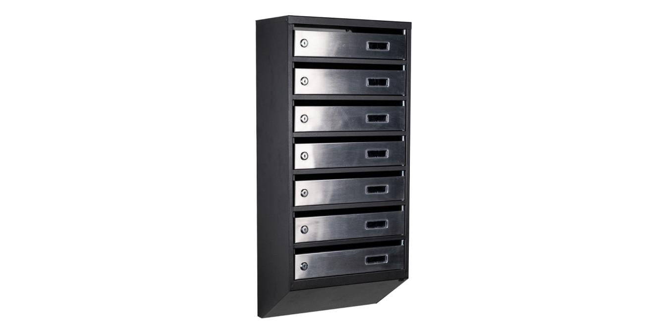Почтовый ящик многосекционный Галиндустрия ЯП-07-A на 7 квартир 390x850x200 мм Черный (124-119-000004142)