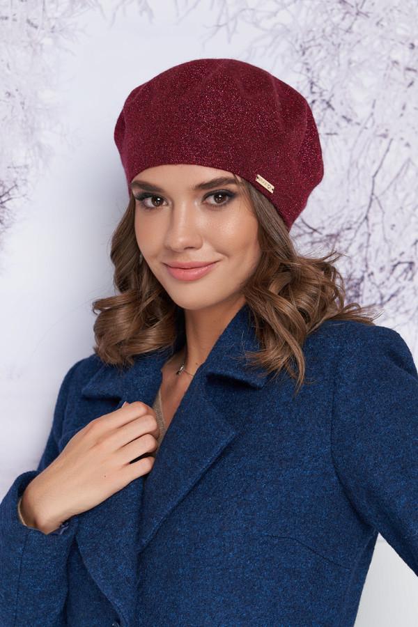 Берет с люрексом Braxton Наиля женский Бордовый (4908)