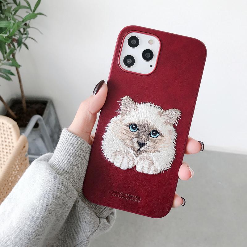 Чехол для iPhone 11 Pro Max Santa Barbara Polo с вышивкой "Кот" Красный