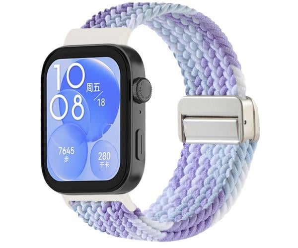 Ремешок Nylon Textile для смарт-часов Huawei Fit 3/Fit 4/Fit 4 Pro 20 мм Фиолетово-бежевый