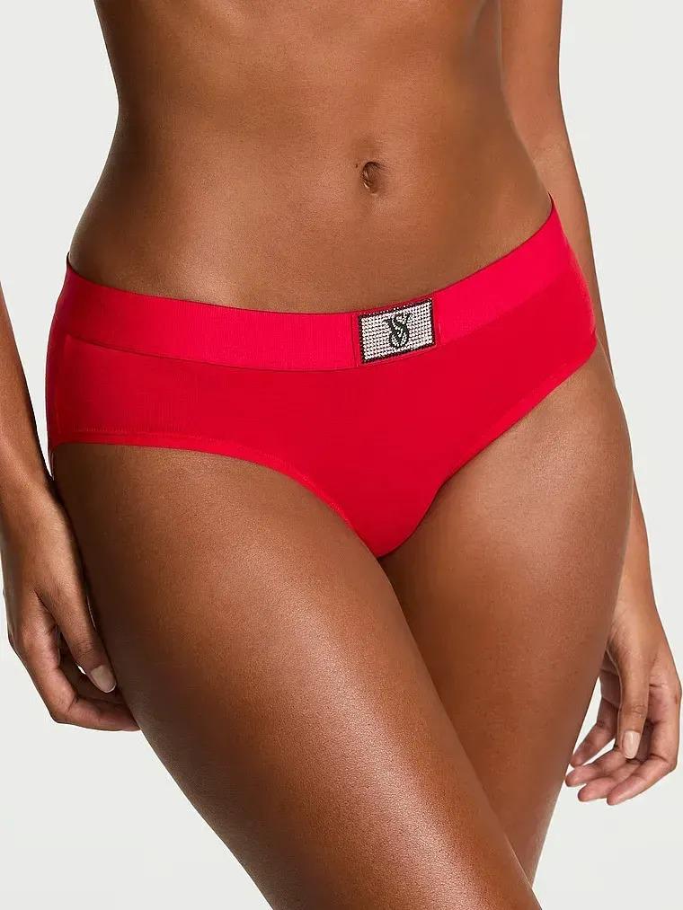 Трусики хипстеры Victoria's Secret Cotton Logo Cotton Shine Patch Hiphugger Panty S Красный (27204505)