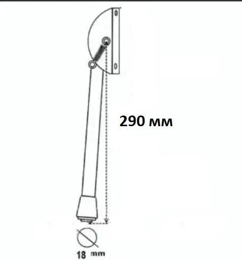 Стопор-ніжка для дверей відкидний 290 мм Чорний (27154) - фото 2