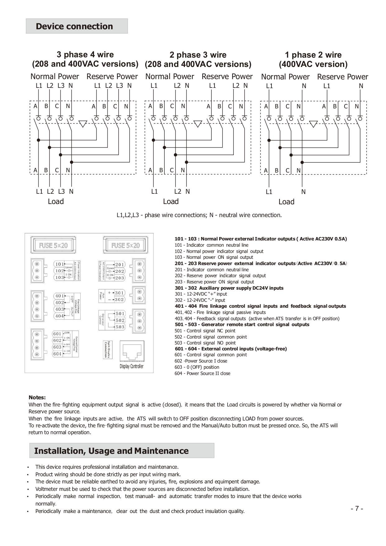 Интеллектуальное устройство автоматического ввода резерва 4PRO ATS-250A-4P-iRC (АВР), 250A, 230/400V, 50Гц, 1-3 фазы - фото 12