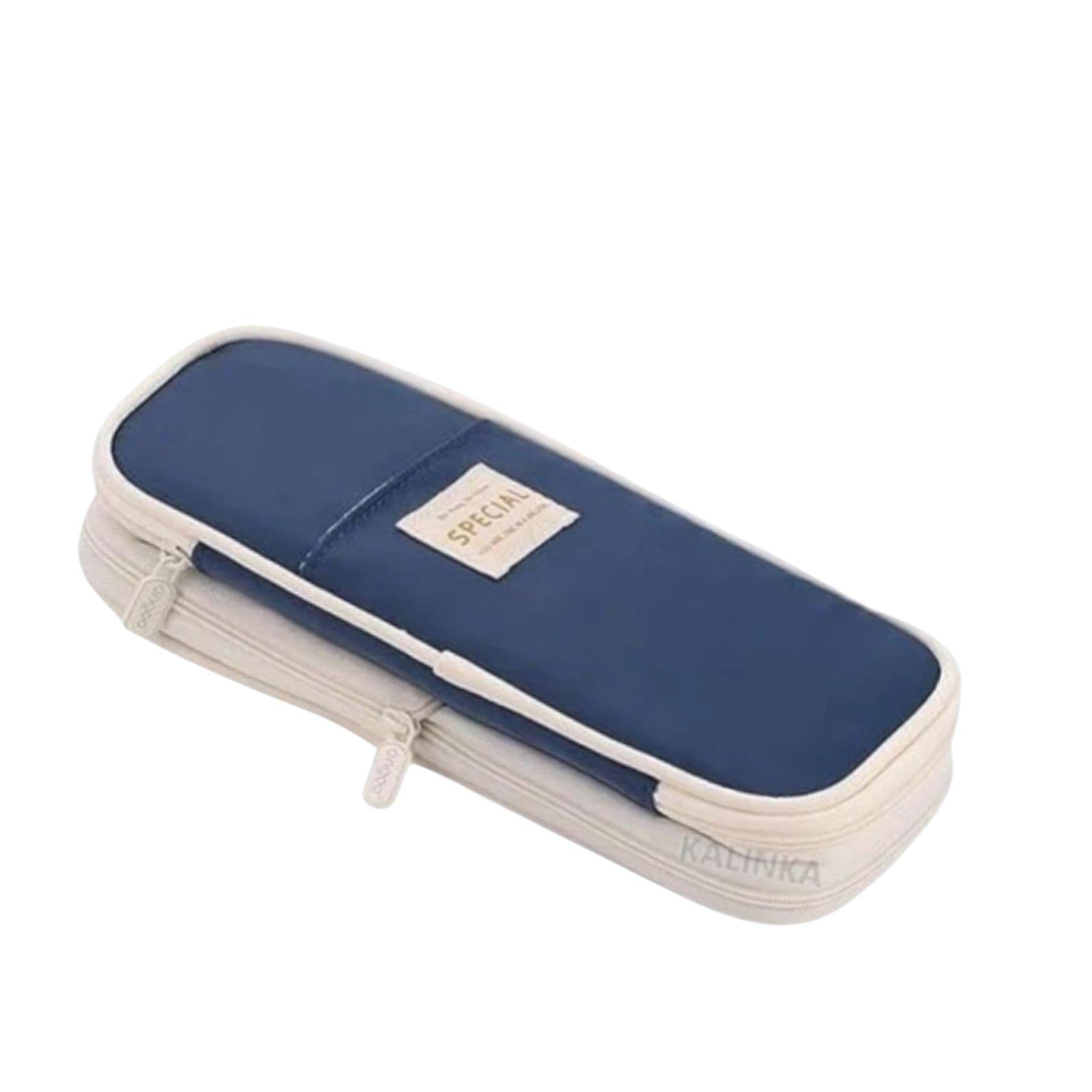 Пенал-карандаш школьный на молнии из ткани Оксфорд 220х110х65 мм Синий (33271431)