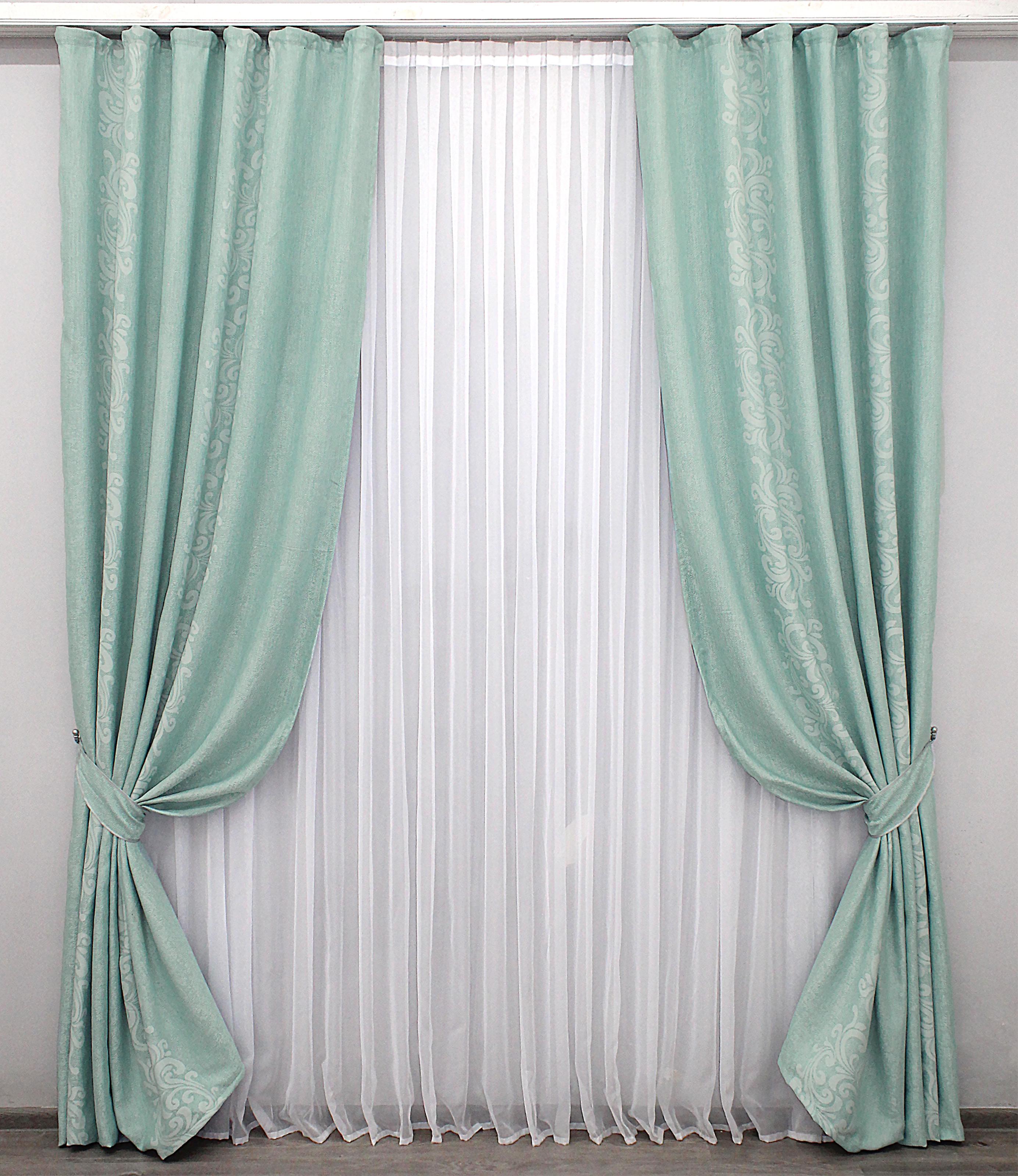 Комплект штор VR-Textil № 1157ш лен 150х270 см 2 шт. Голубой (30-970) Комплект штор VR-Textil № 1157ш лен 150х270 см 2 шт. Голубой (30-970)