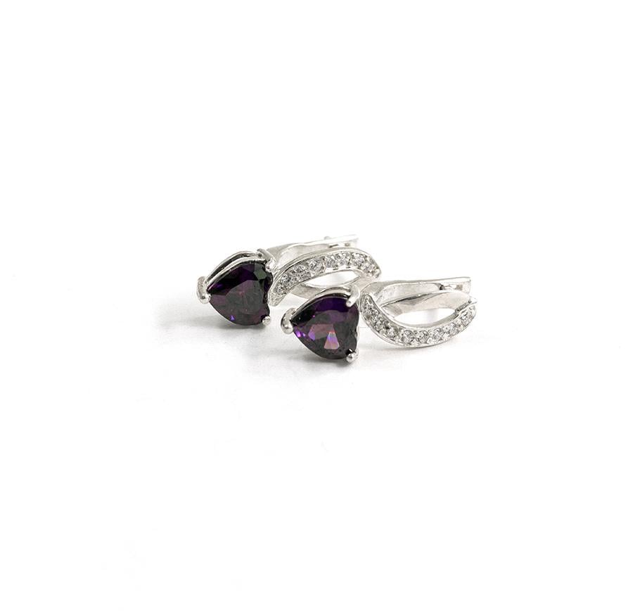 Серьги Maxi Silver 8544 с камнем сердце (88544)
