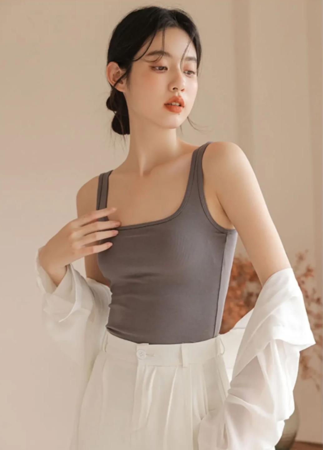 Майка жіноча бавовняна Comfort з вкладишами One size Сірий (1864-44-01) - фото 9