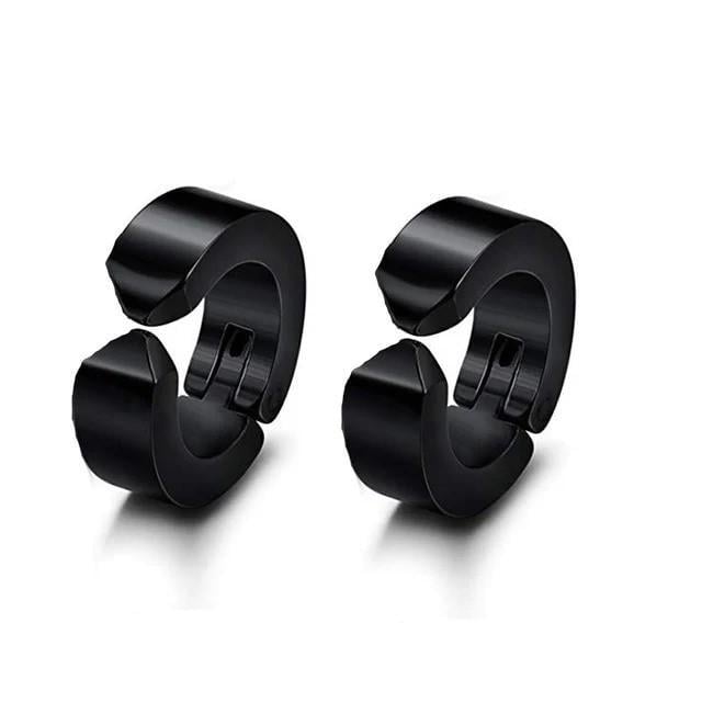Серьги кольца мужские Circle Edge маленькие из стали Черный (35473527)