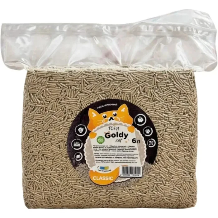 Соєвий наповнювач для туалетів Goldy Cat Tofu Класик 6 л - фото 1 Соєвий наповнювач для туалетів Goldy Cat Tofu Класик 6 л - фото 1