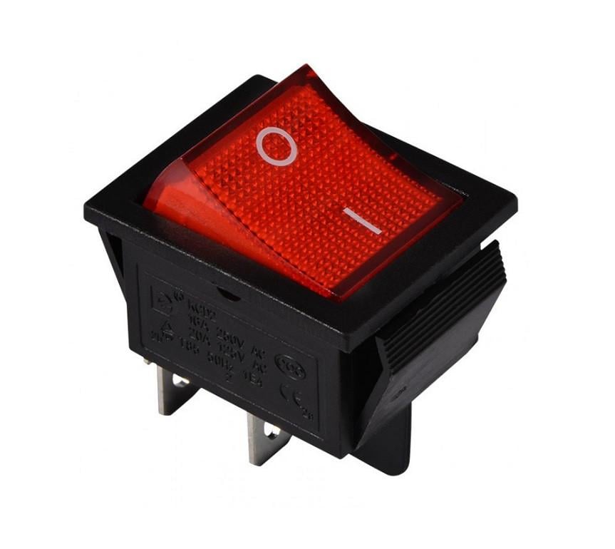 Переключатель TechnoSystems KCD2-201N R/B 220 V с подсветкой Red (1554870616)