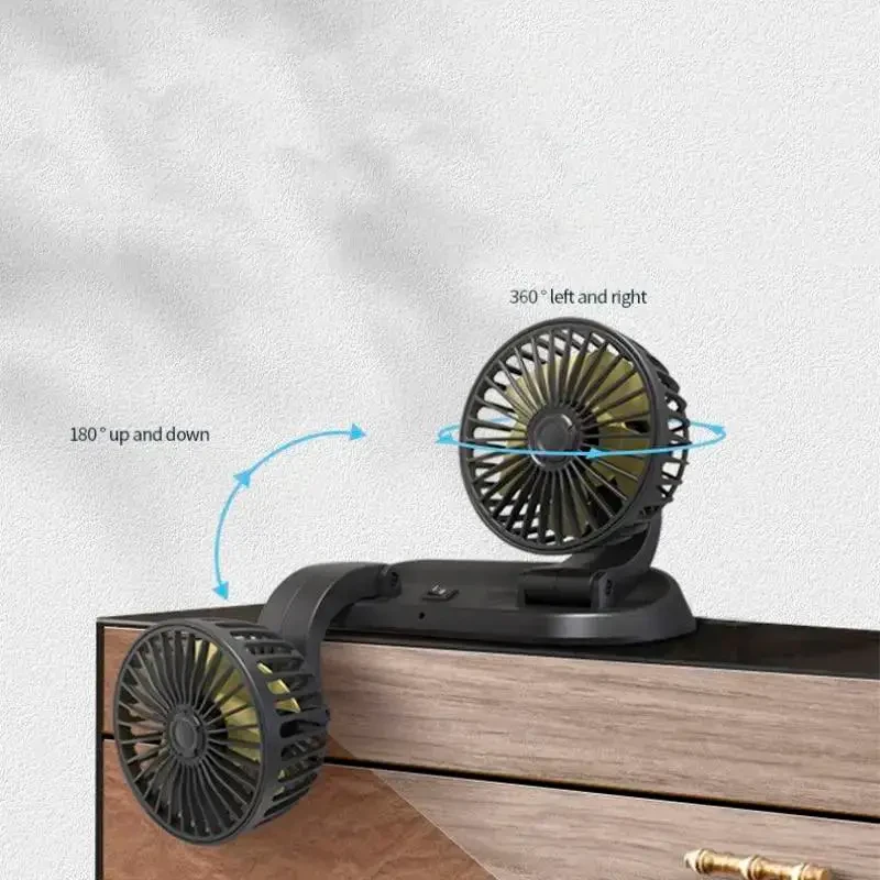 Вентилятор автомобільний від прикурювача 12-24v подвійний з регулюванням швидкості та термометром (2375970930) - фото 5
