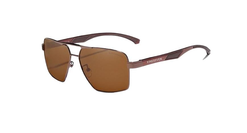 Мужские солнцезащитные очки KINGSEVEN DESIGN N7719 в классической оправе с поляризованными линзами Коричневый
