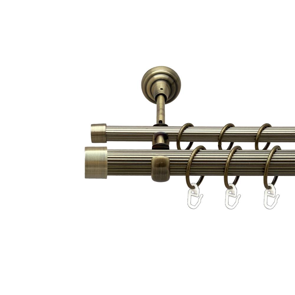 Карниз Orvit Заглушка металевий дворядний відкритий рифлена труба кільце металеве 25/16 мм 300 см Антик (00-00025679)