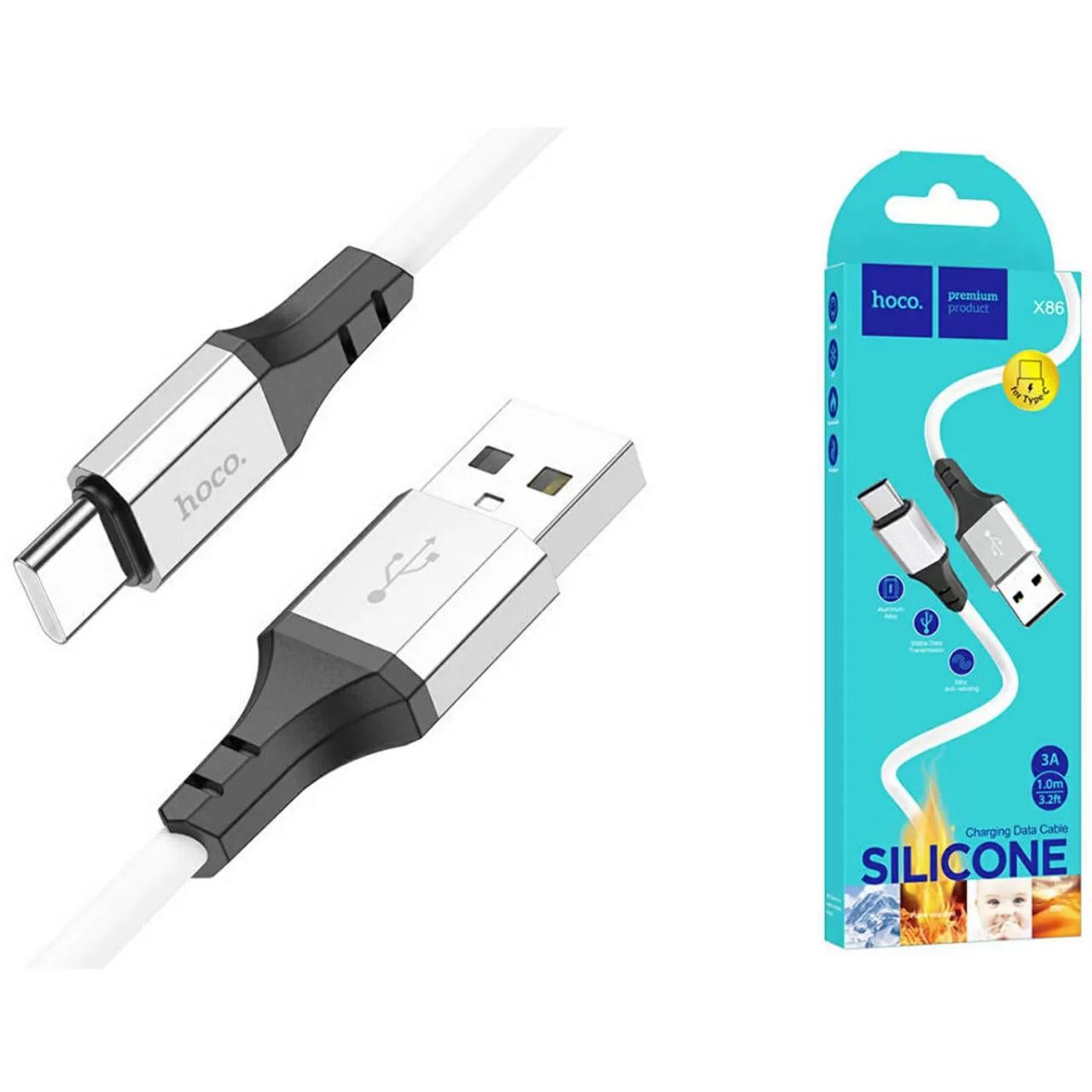 Кабель USB Hoco X86 Type-C/Type-C silicone cable 60W 1 м Белый (25214905)