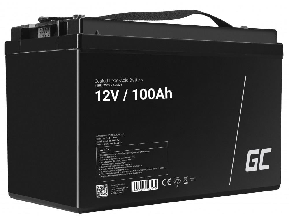 Батарея аккумуляторная Green Cell AGM 12V 100 Ah VRLA (35200) - фото 1