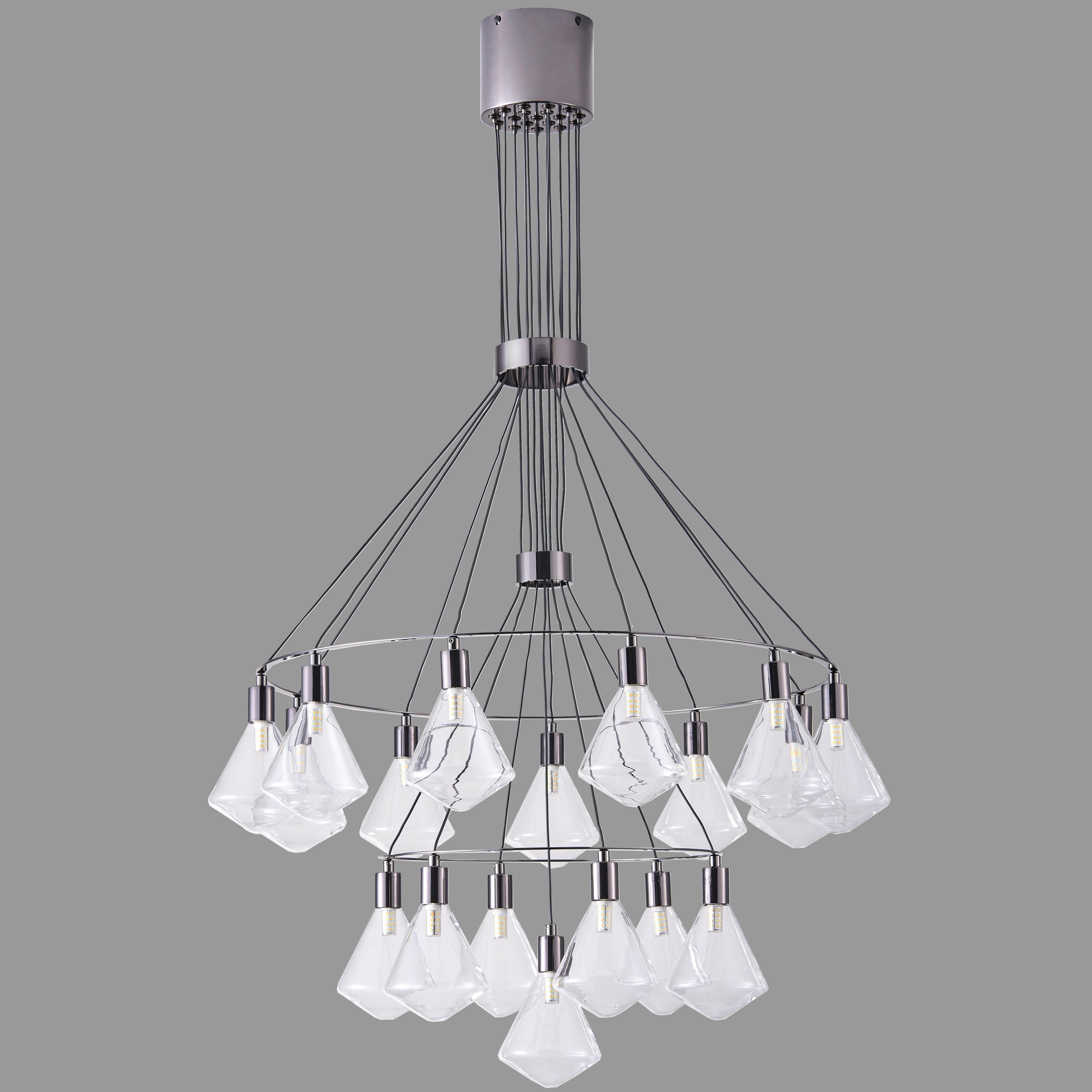 Люстра дизайнерская на 18 ламп Серебряный (88-CH10061-18 PLBK+CL)