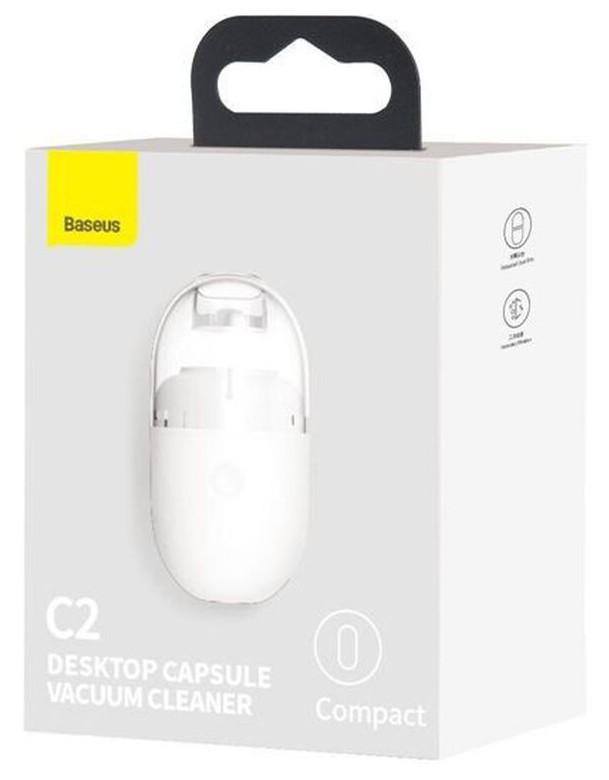 Портативный аккумуляторный мини-пылесос Baseus C2 Desktop Capsule Белый (CRXCQC2-02) - фото 10