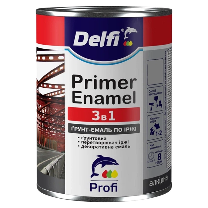 Грунт-емаль Delfi по іржі 3в1 0,9 кг матова Хакі