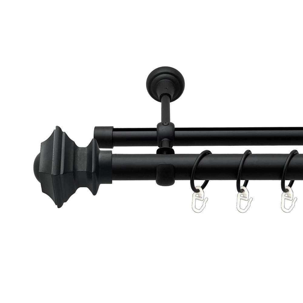 Карниз Orvit Борджеза металевий дворядний опозитний гладка/профільна труба кільце металеве 25/19 мм 300 см Чорний Оксамит (00-00024575)