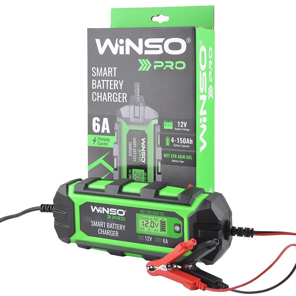 Зарядное устройство для аккумуляторов WINSO 139510 PRO LCD 6A 12V 4-150Ah (167986)