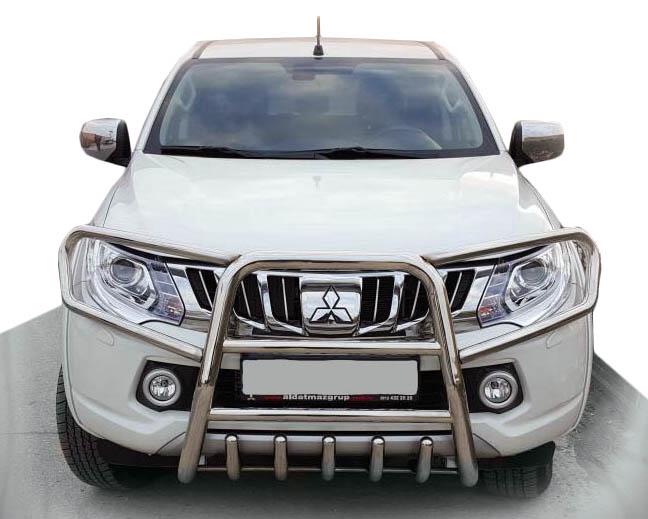 Кенгурятник QT019 CAN для Mitsubishi L200 2015-2025 гг. нержавеющая сталь Хром