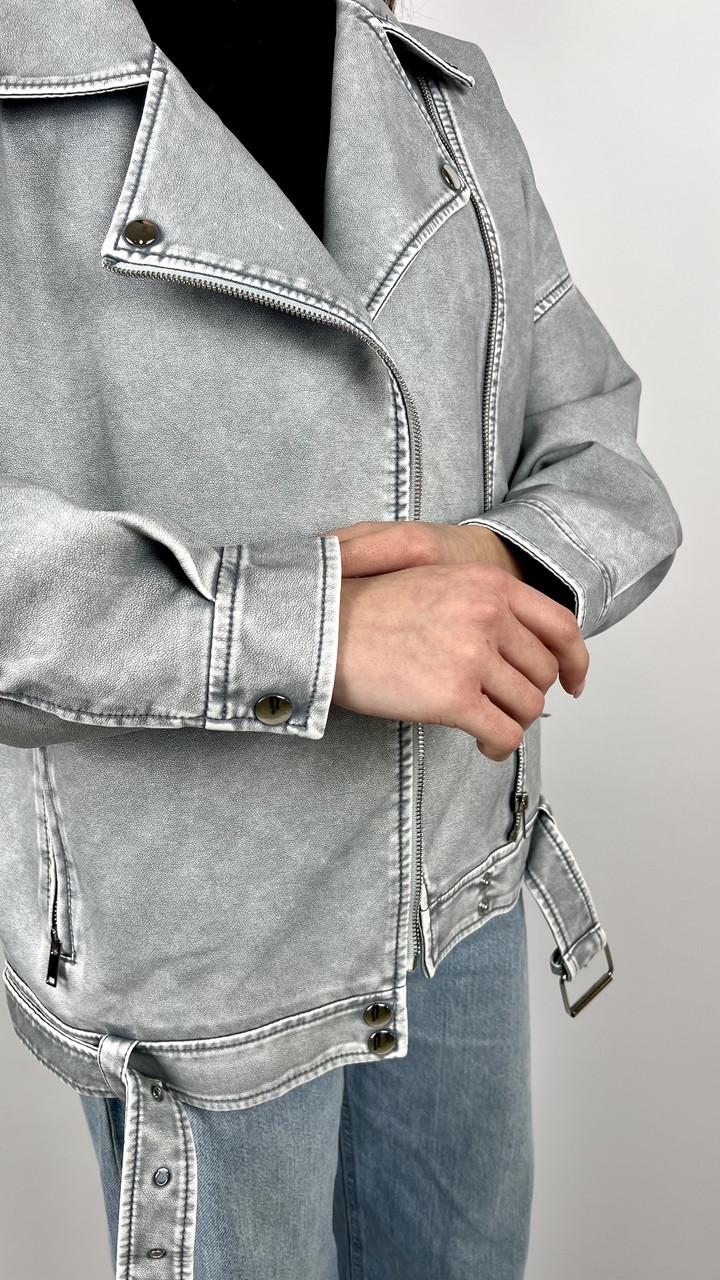 Куртка-косуха женская демисезонная M Голубой (#2358-1-02) - фото 2 Куртка-косуха женская демисезонная M Голубой (#2358-1-02) - фото 2