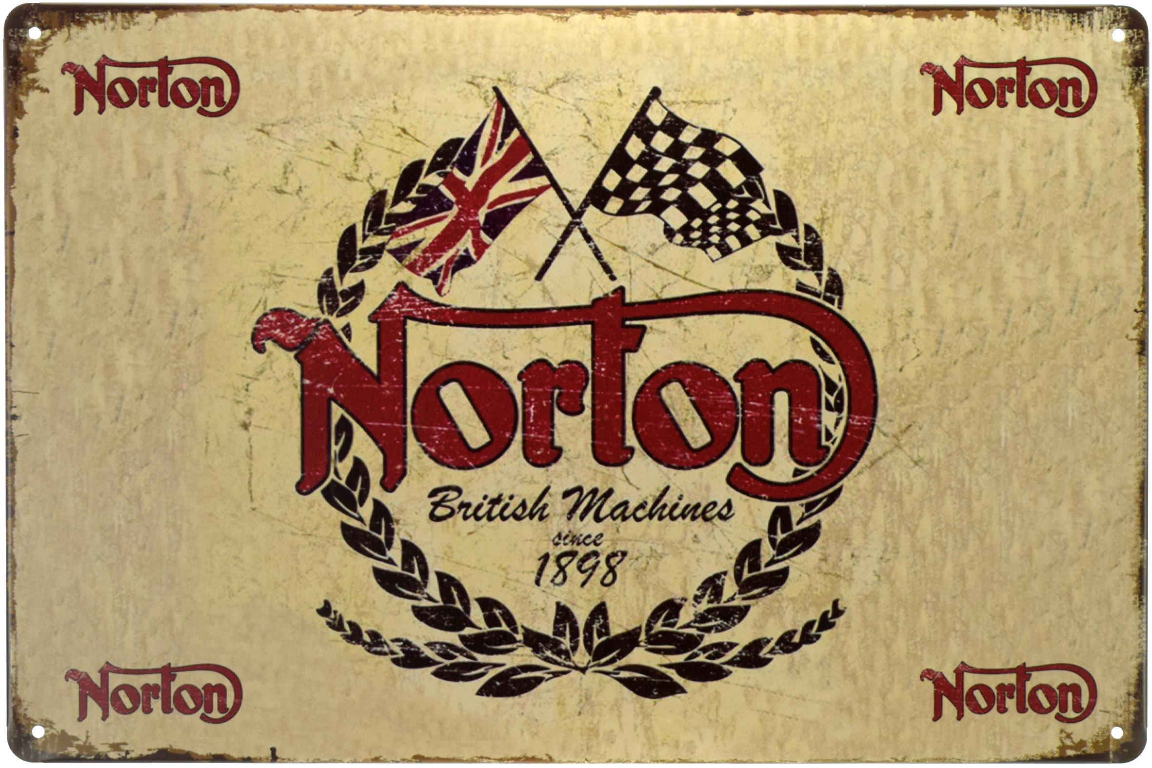 Табличка металлическая Нортон Британские Механизмы С 1898 Года/Norton British Machines Since 1898 20x30 см