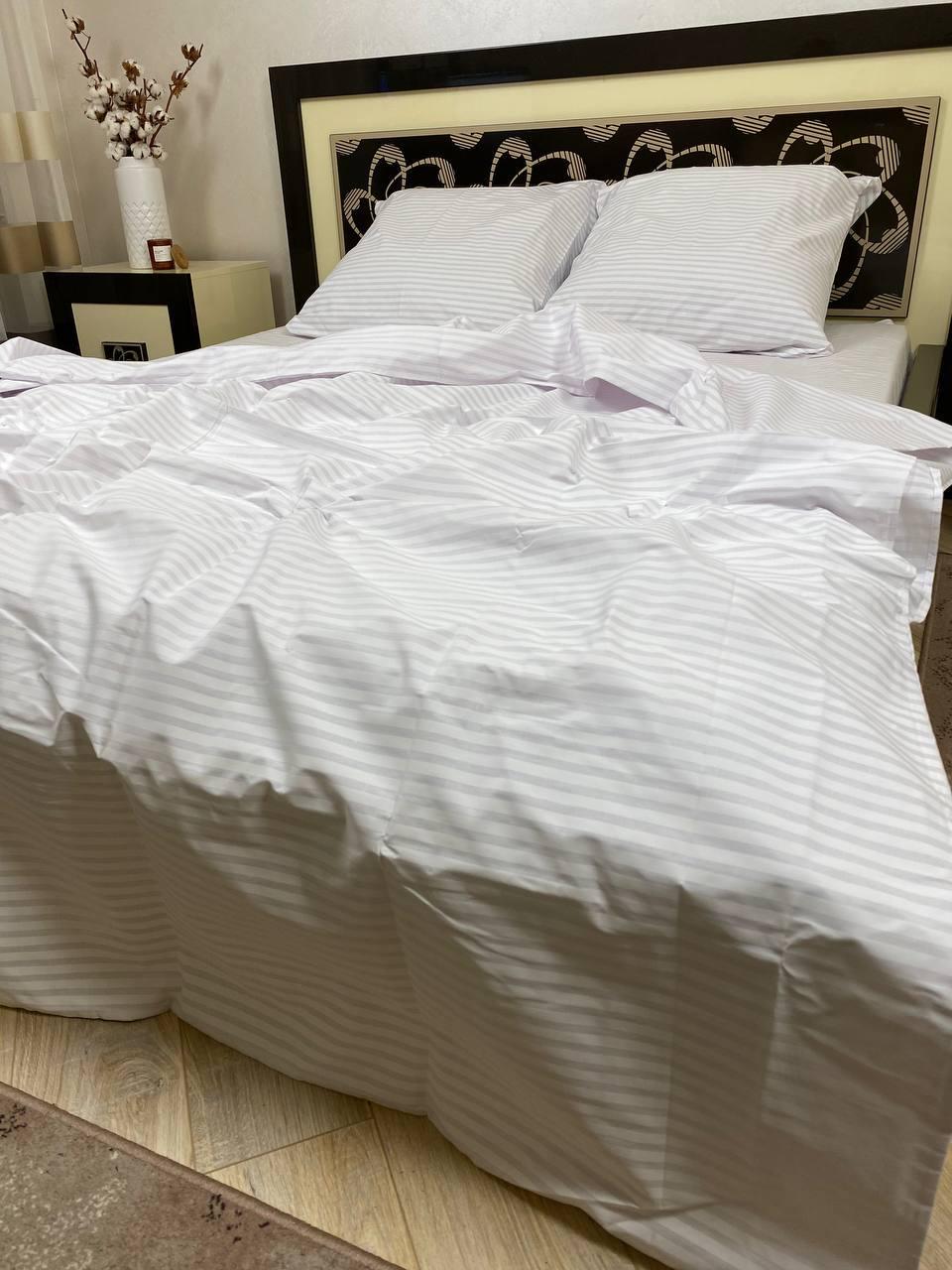 Комплект постельного белья Полоска двуспальный Белый (12920614)