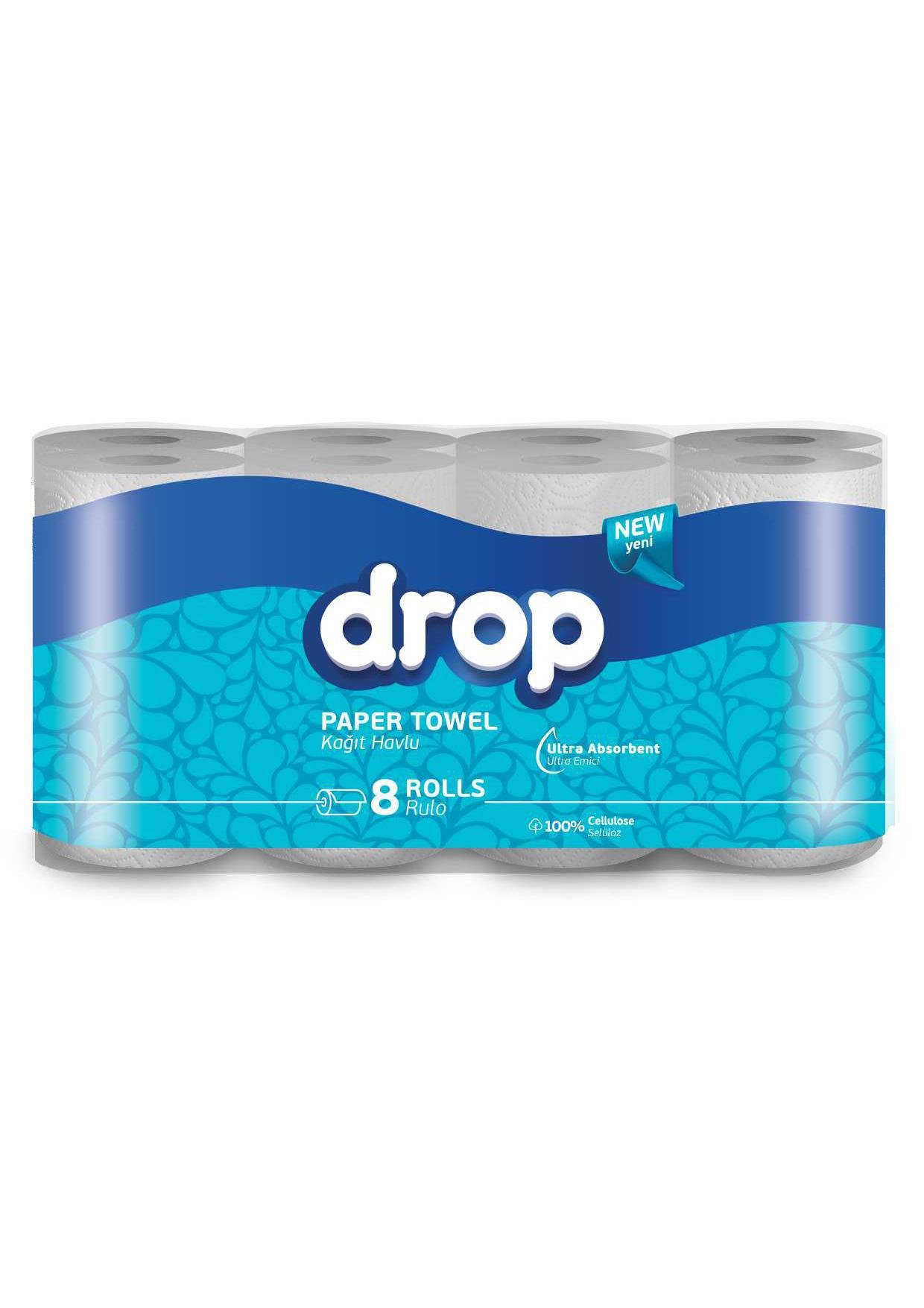 Бумажные полотенца Drop 2-х слойные 8 рул.