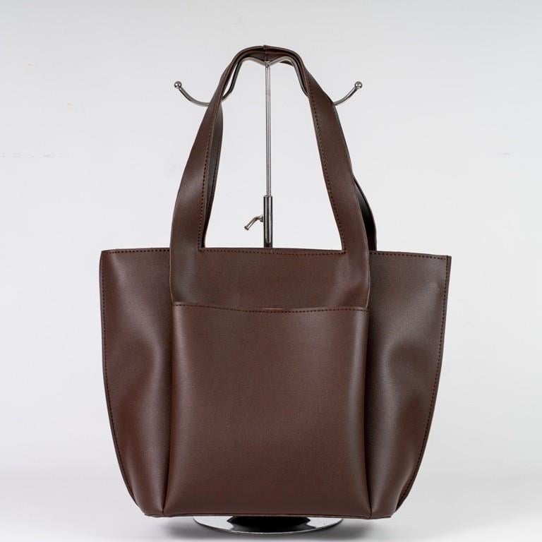Сумка женская тоут из глаткой экокожи XENIA № 46-21 Коричневый