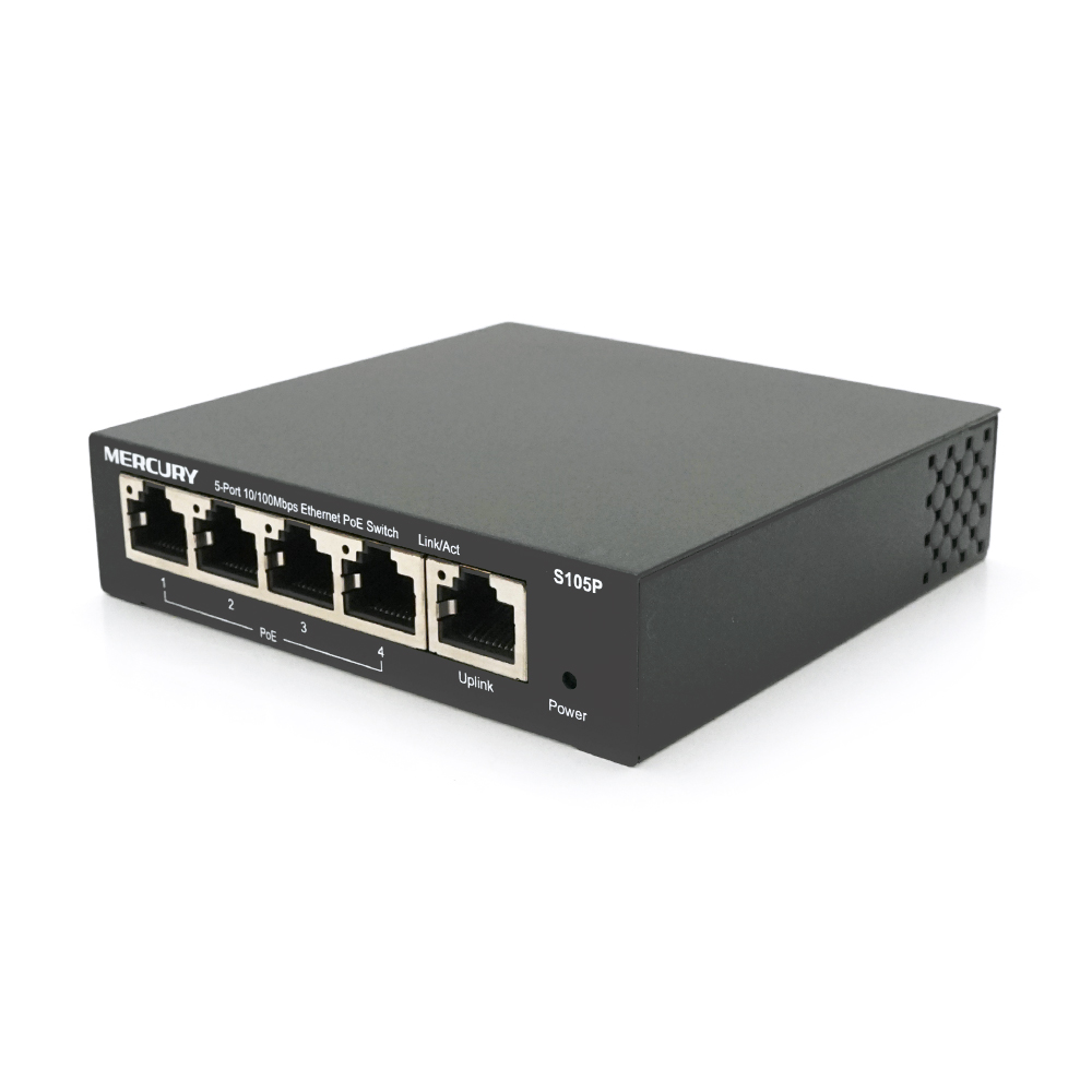 Коммутатор PoE Mercury S105P 4 порта PoE 1 Ethernet Uplink 10/100 Мбит/с 48V BOX Q200 габариты (YUT_V4590) - фото 3 Коммутатор PoE Mercury S105P 4 порта PoE 1 Ethernet Uplink 10/100 Мбит/с 48V BOX Q200 габариты (YUT_V4590) - фото 3