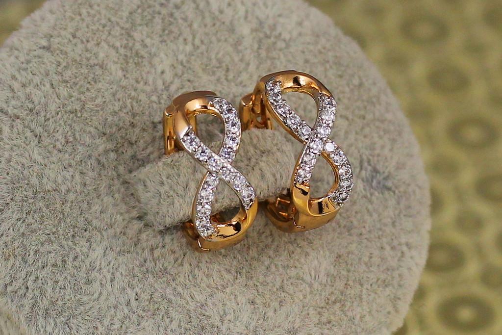 Серьги Xuping Jewelry Восьмерки с родием 1,8 см Золотистый (2496222954)