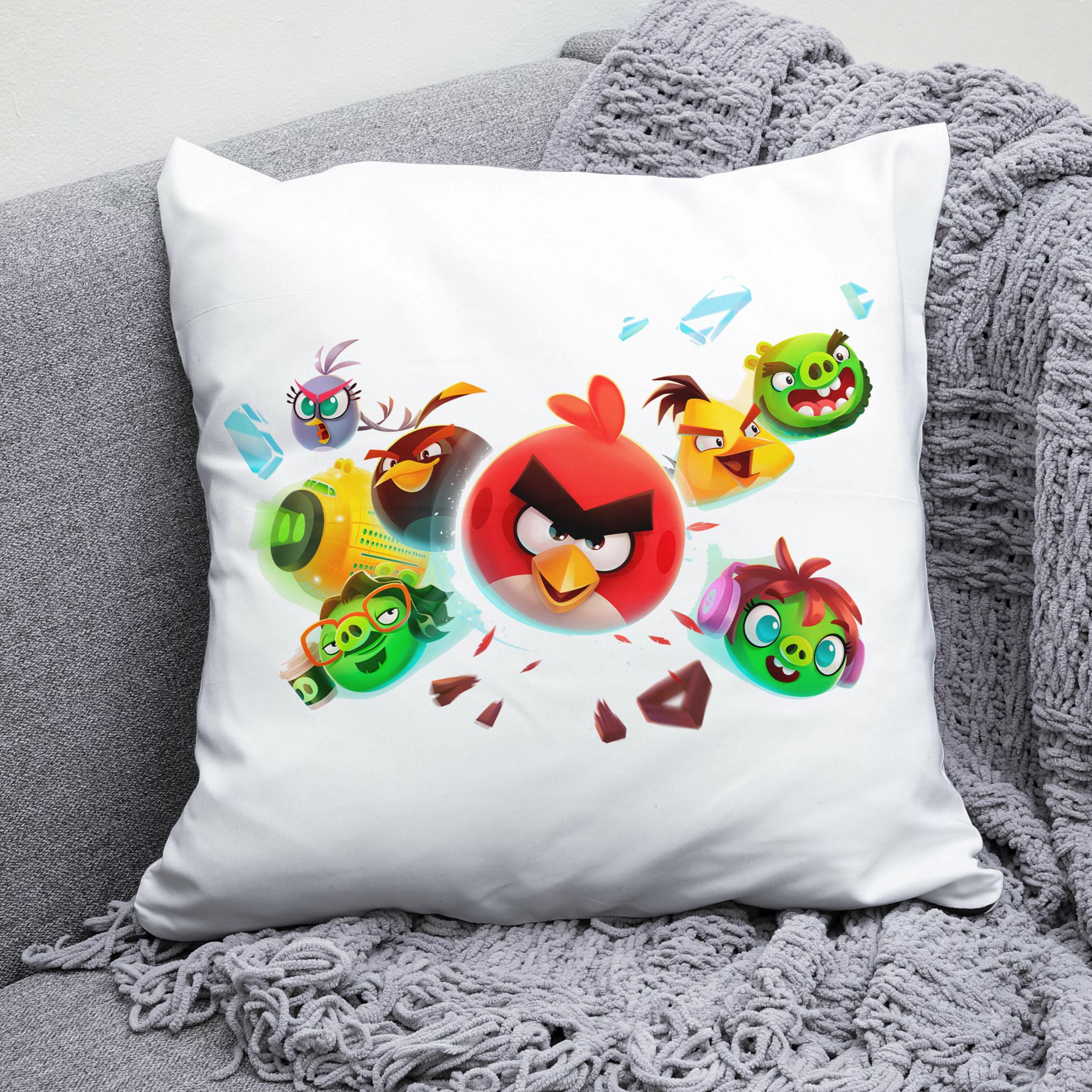 Плюшевая подушка квадрат с принтом игры Angry Birds