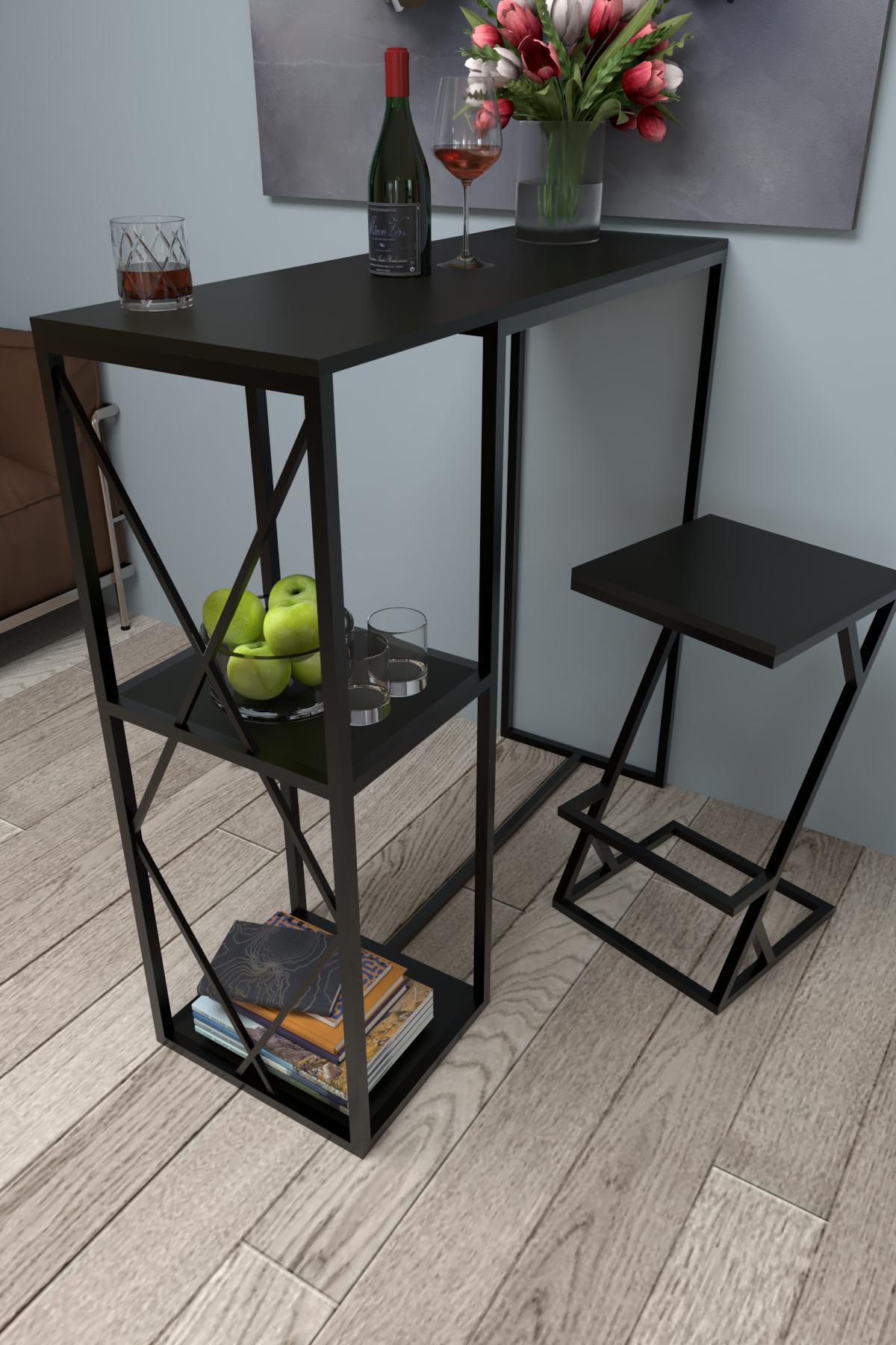 Барний стіл з полицями EcoLoft Віторія DSP-1277-5 в стилі лофт Чорний (29878460)