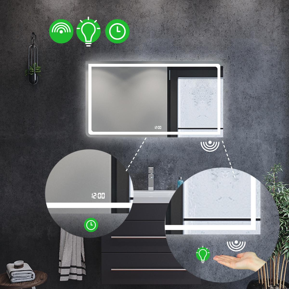 Зеркало Noemi LED с ИК выключателем и часами 120x80 см (13498797) - фото 2