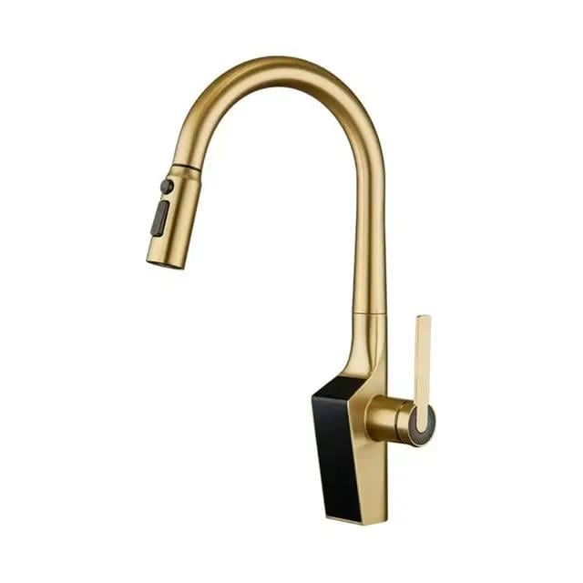 Змішувач на кухню із витяжним гусаком Epelli Future Uni Brushed gold Золотий (34953307)