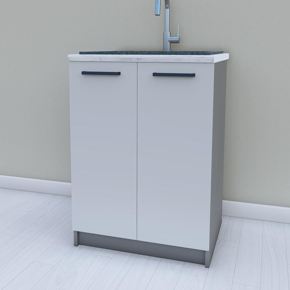 Тумба нижняя для кухни Opendoors МП23 под мойку без столешницы 600 мм Светло-серый/Антрацитовый (МП23/15)