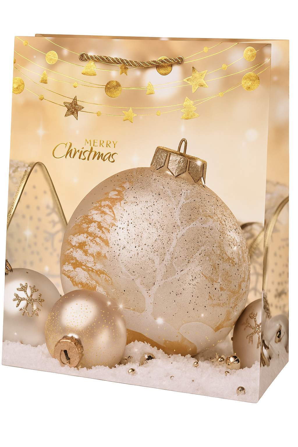 Подарочный пакет с ручками Christmas toys R98349-L 30х41,5х12 см Золотой (29596463)