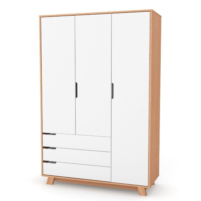 Шкаф распашной Верес Манхеттен 1200 с ящиками из ДСП и МДФ Бук/Белый 39.34.2.15