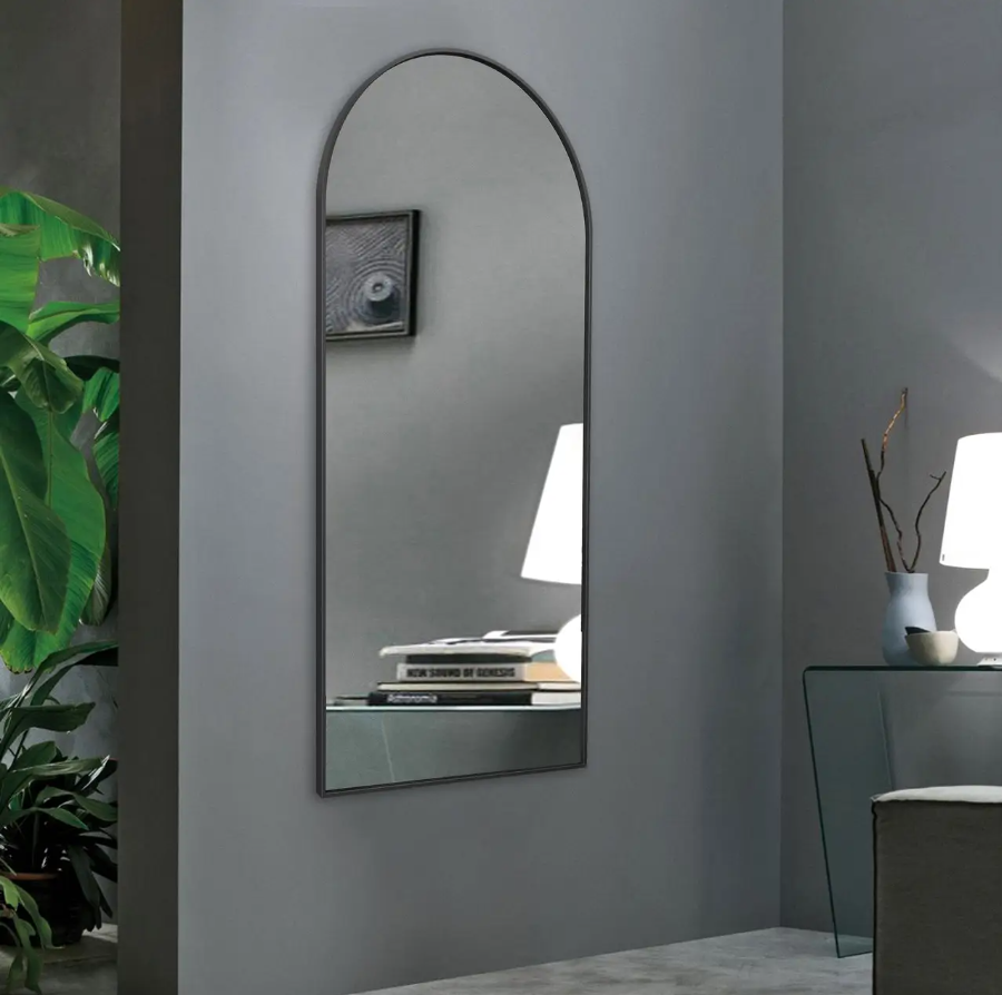 Зеркало настенное ростовое 150х70 см фигурное в металлической раме Черный (10830801)