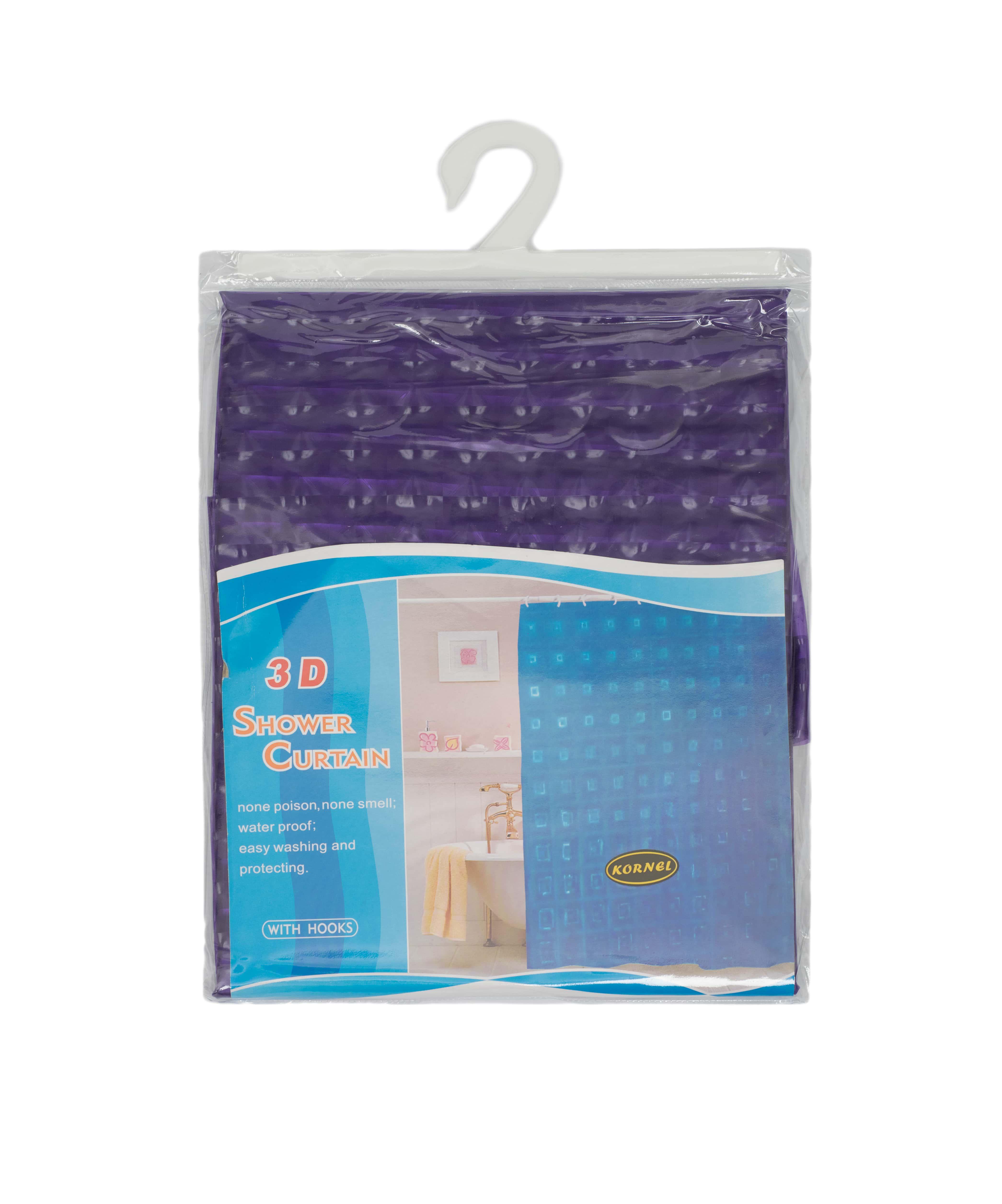 Шторка 3D для ванной комнаты 180х180 см Фиолетовый (KL-42)