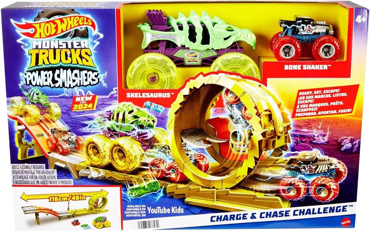 Трек Hot Wheels Power Smashers Monster Trucks Монстр-трак Заряджай і переслідуй Ультра гонки (HXT05)