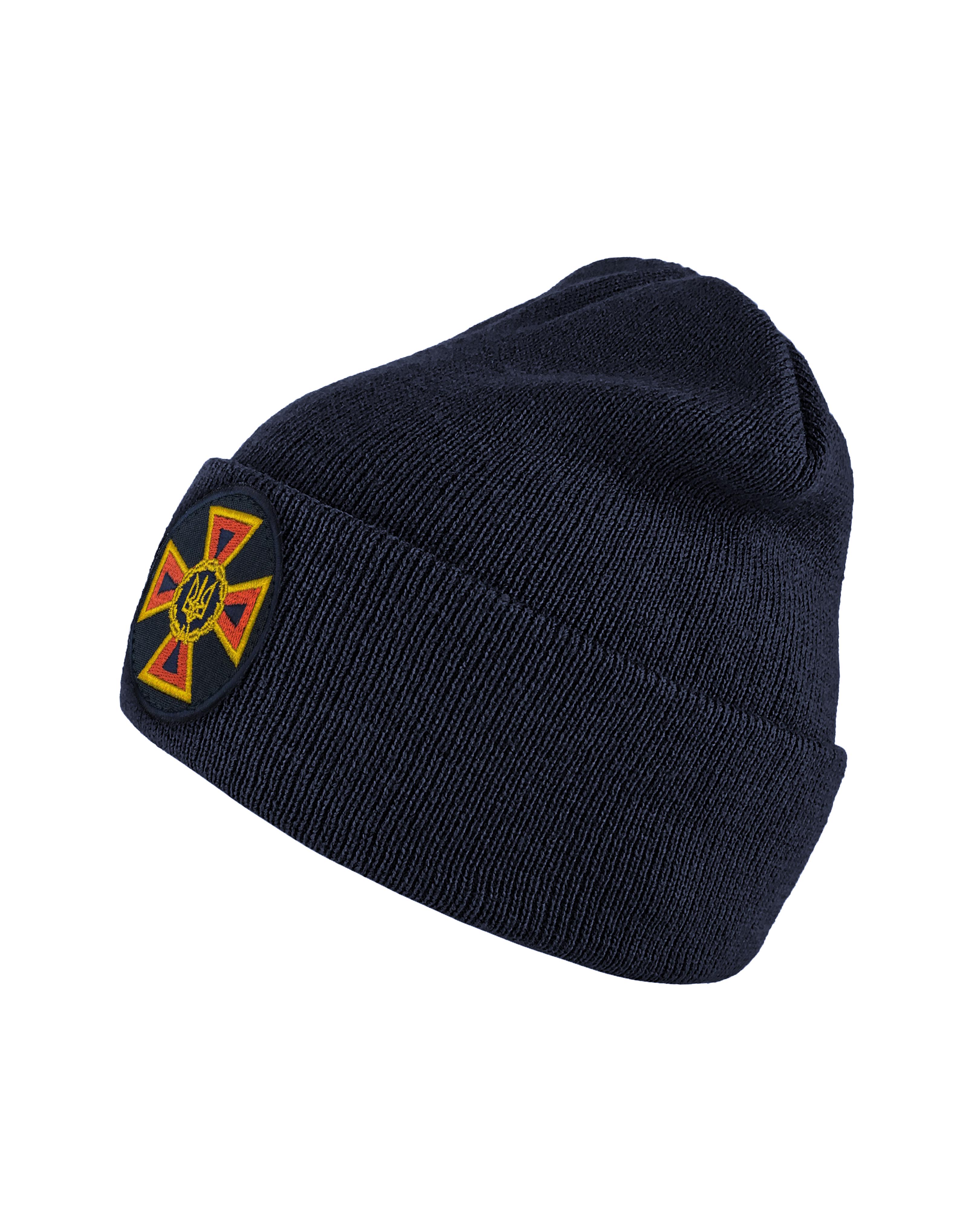 Шапка вязаная ДСНС с цветной кокардой One Size Синий (SHAP-10.1)
